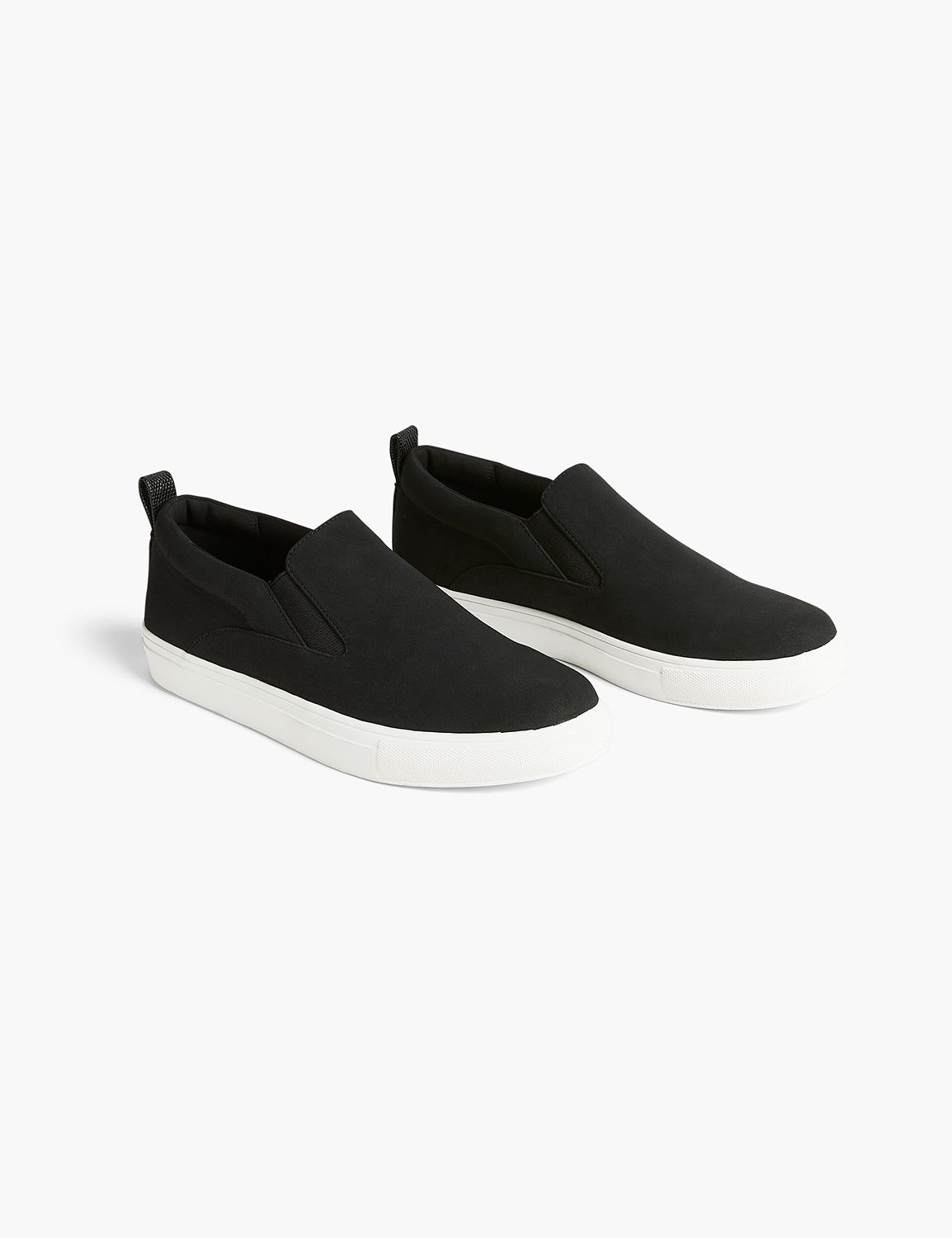 Black Mens Slip-On Sneakers in Suede