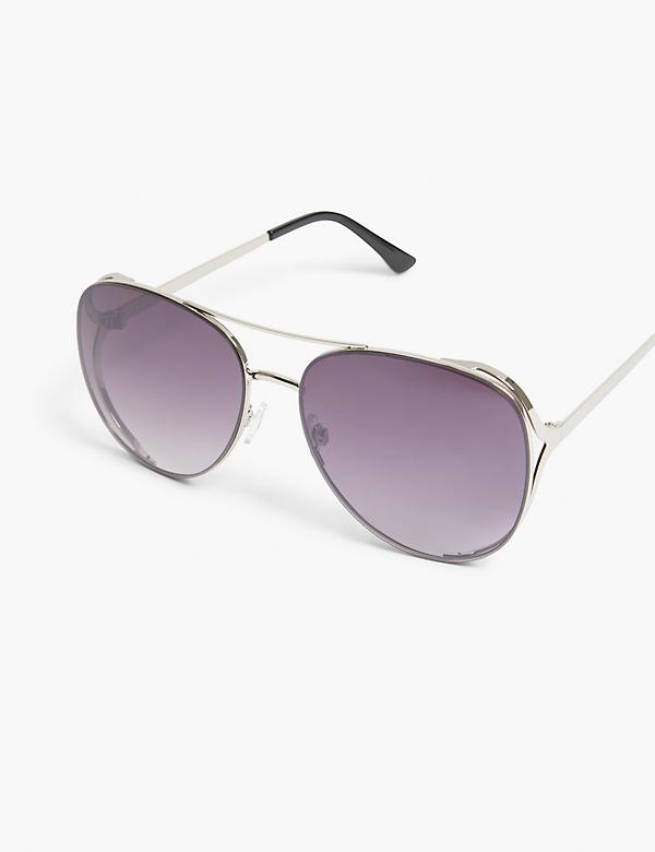 Silvertone Metal Aviator Sunglasses