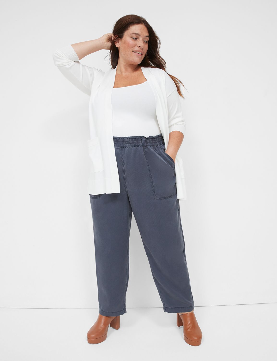 Wide leg paperbag trousers plus outlet size