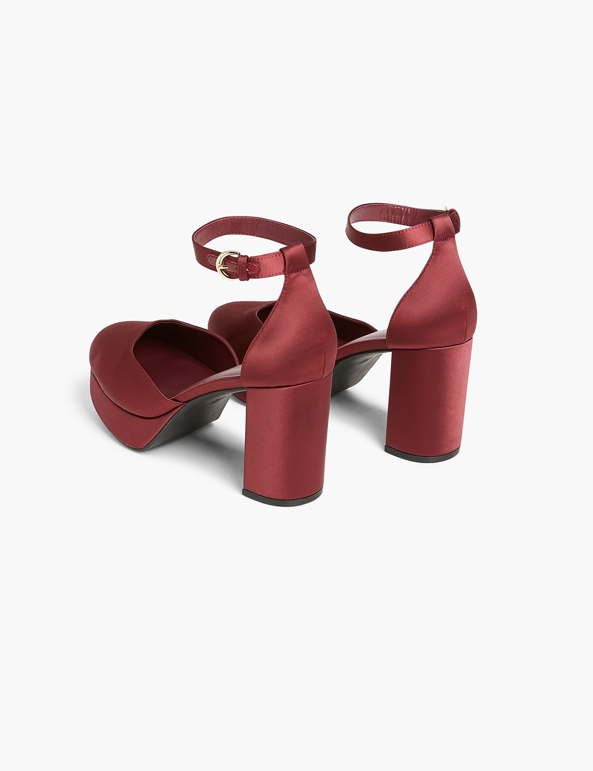 Satin block outlet heels