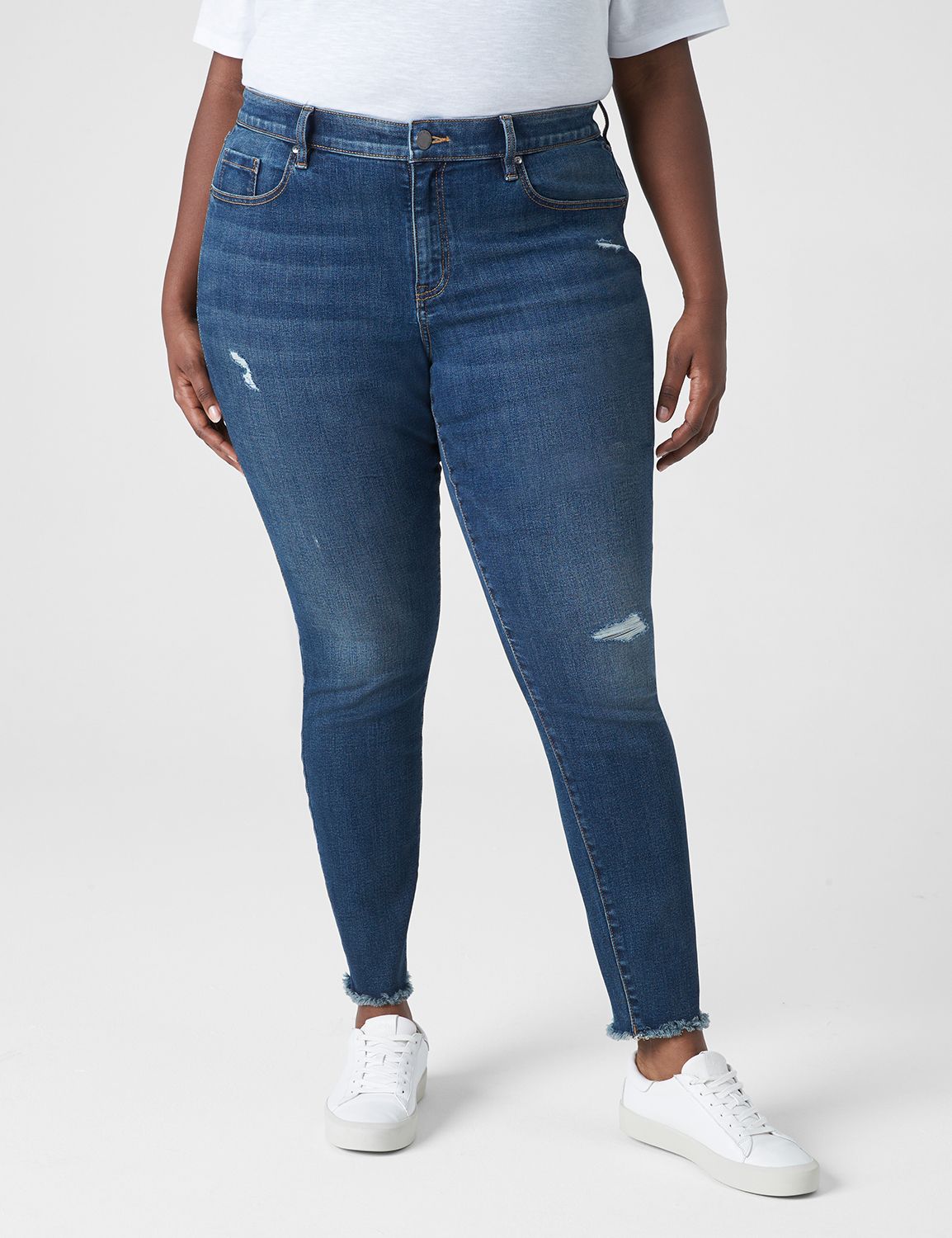 Seven7 Jeans Trendy Plus Size Step-Hem Distressed Skinny Jeans