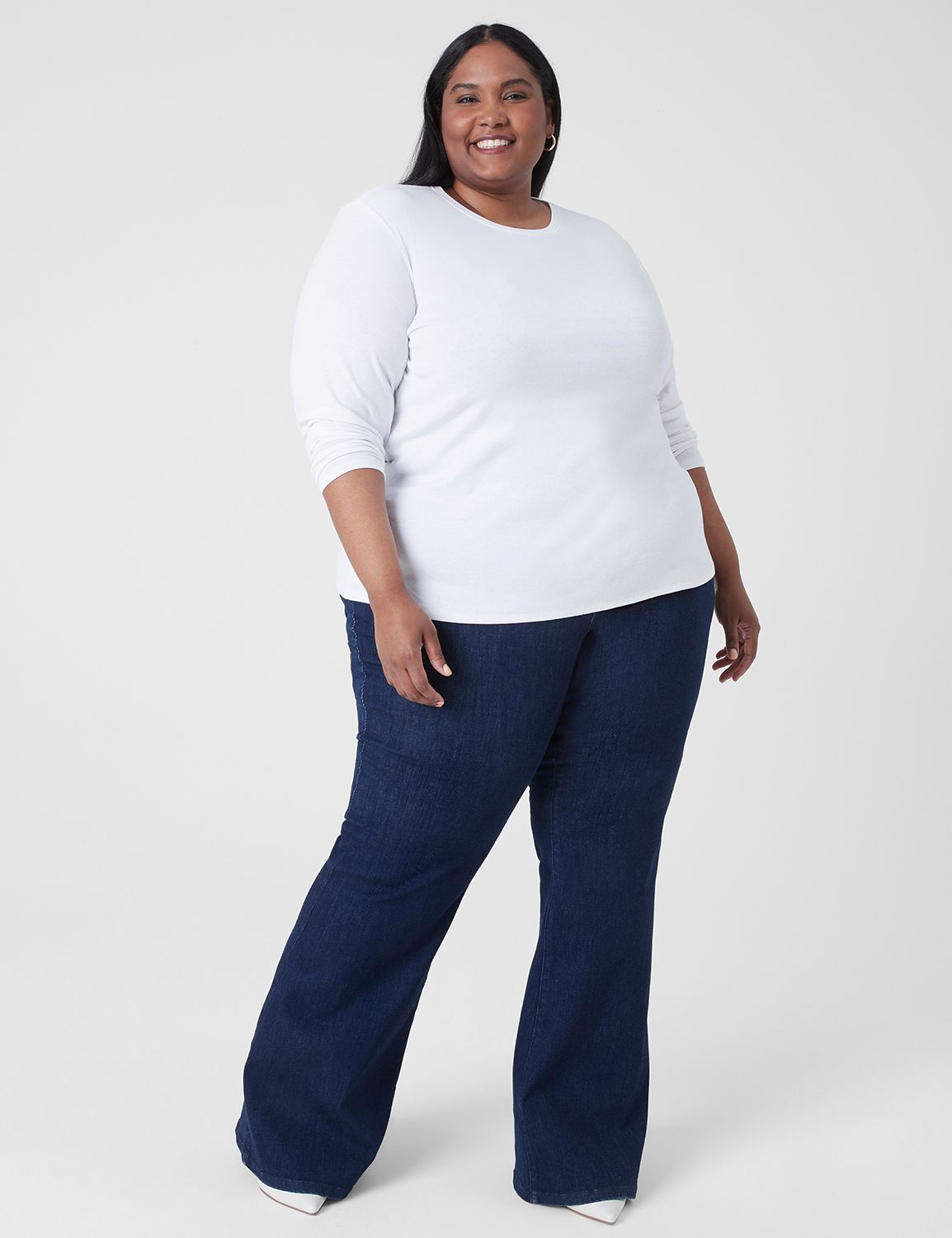 Long-Sleeve Crew-Neck Layering Tee | LaneBryant