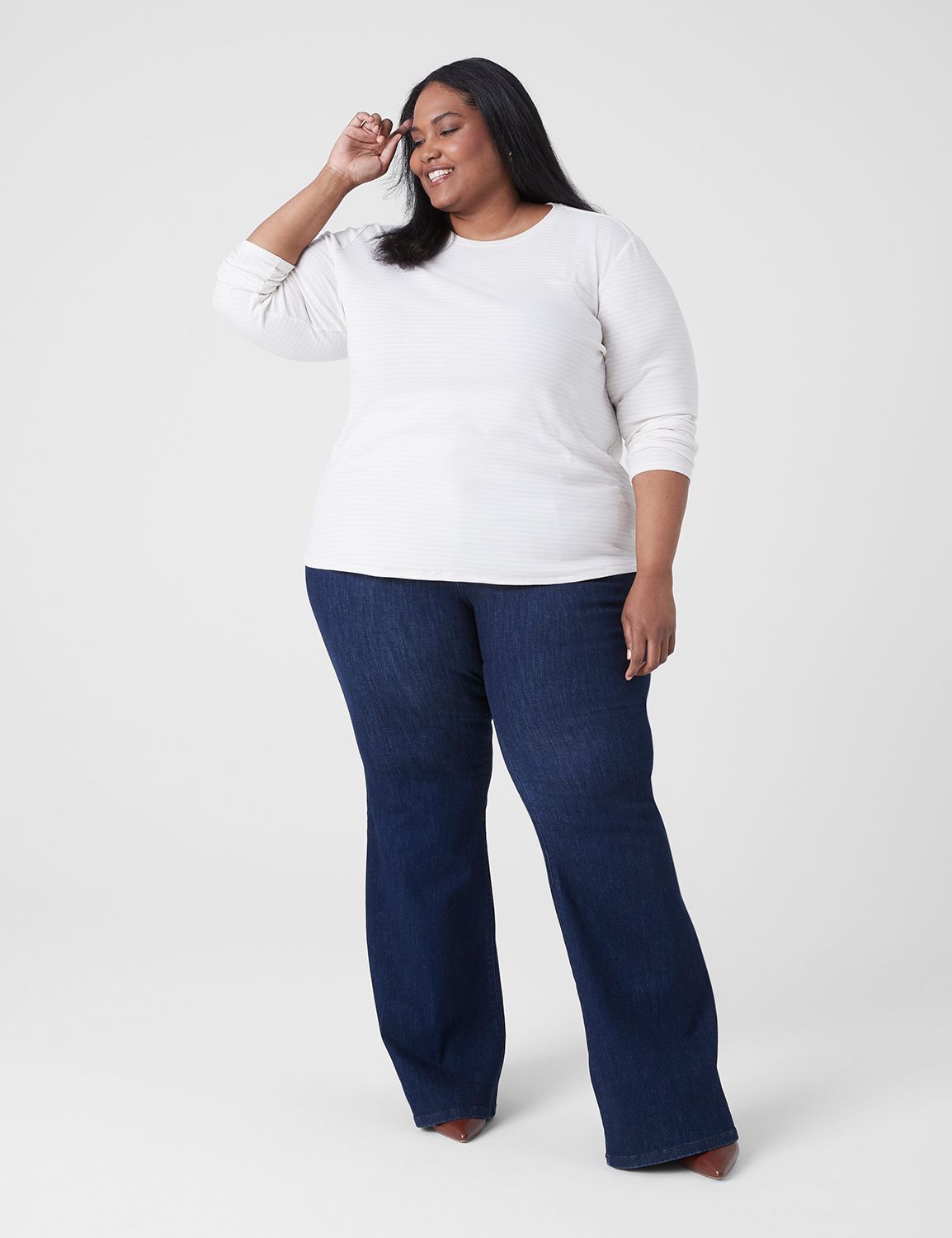 Long-Sleeve Crew-Neck Layering Tee | LaneBryant