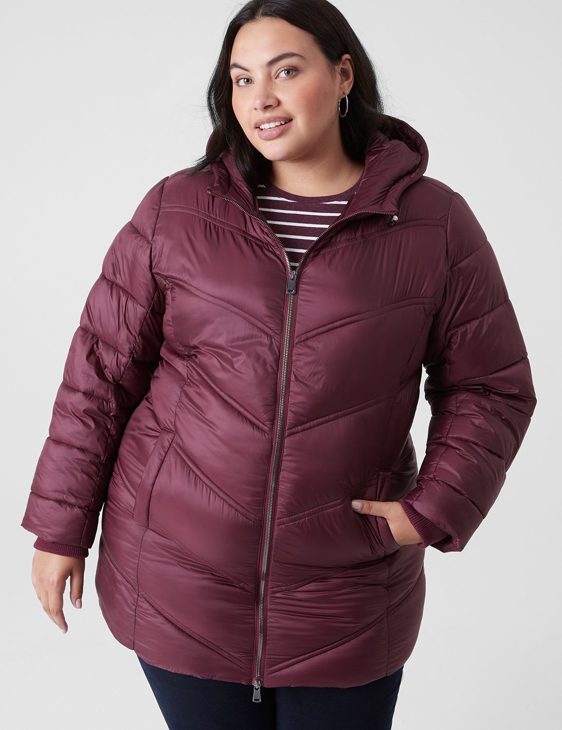 Waist length puffer outlet jacket