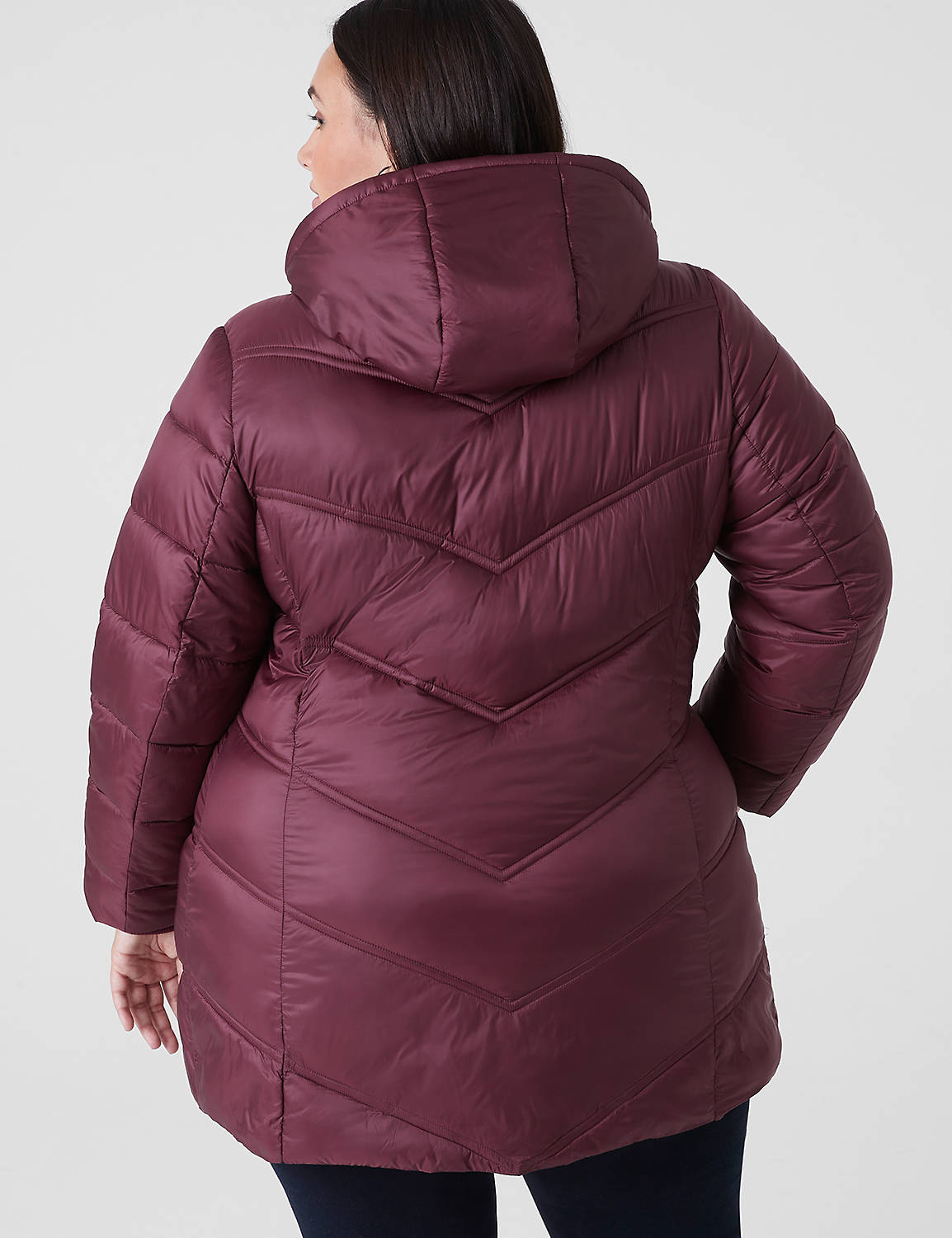 Mid Length Puffer with Hood-Glossy Product Image 2