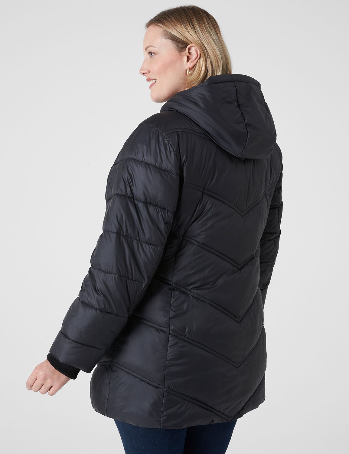 Black mid length puffer 2024 jacket