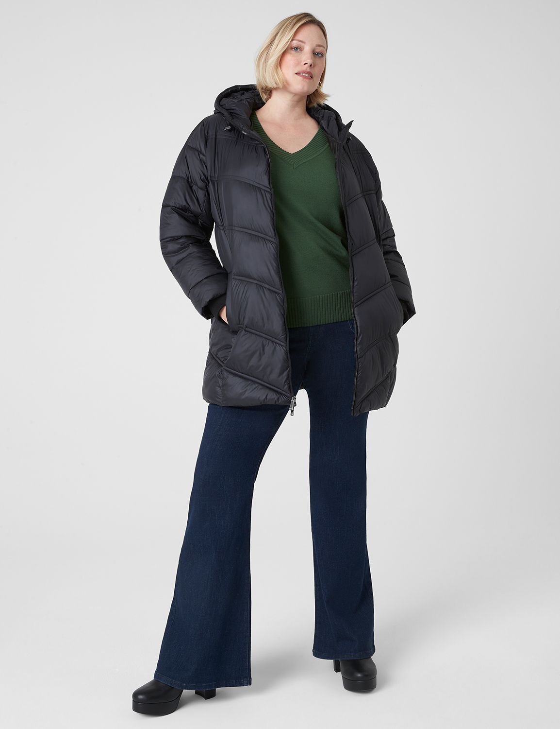 Women's mid thigh outlet puffer coat