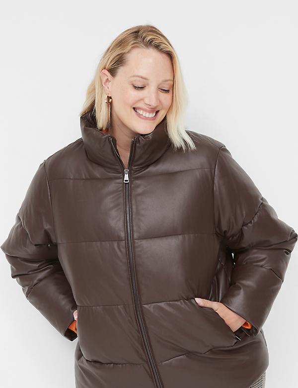 Faux-Leather Puffer