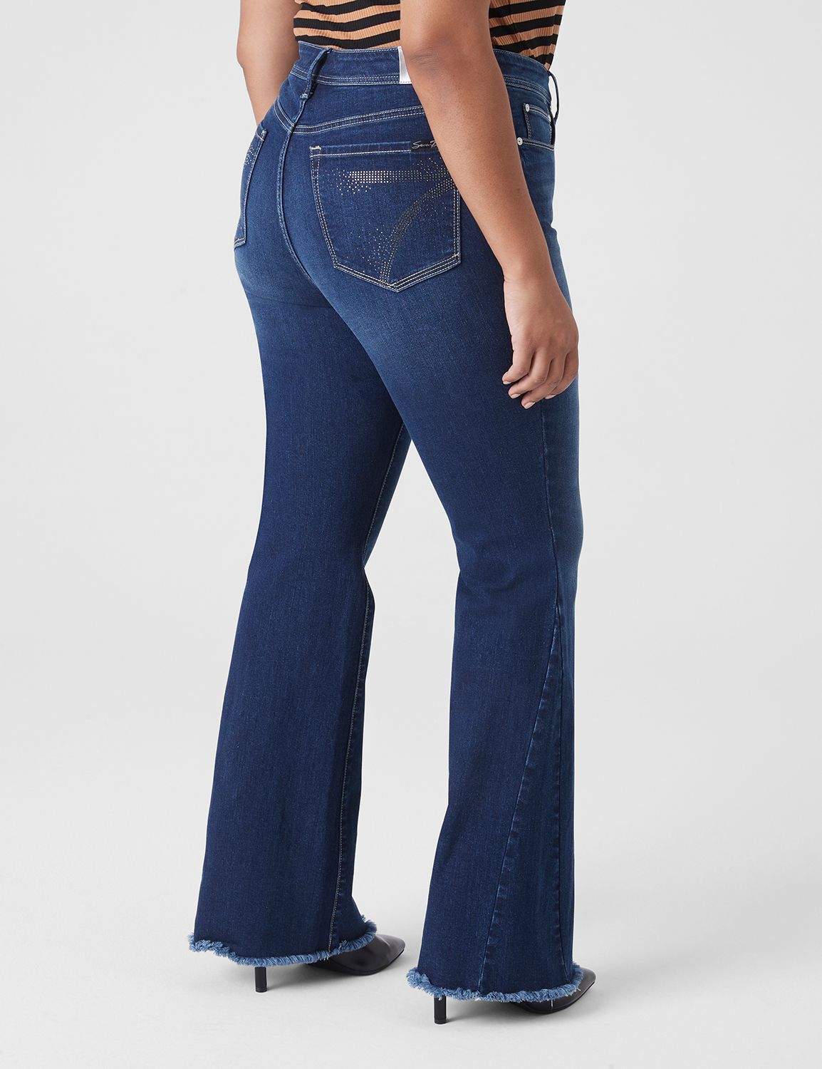 Seven7 High-Rise Flare Jean With Raw Hem | LaneBryant