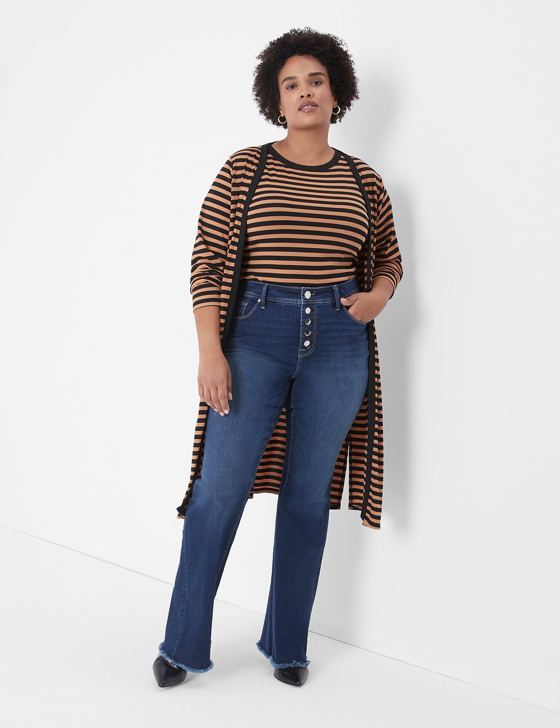 Seven7 High-Rise Flare Jean With Raw Hem