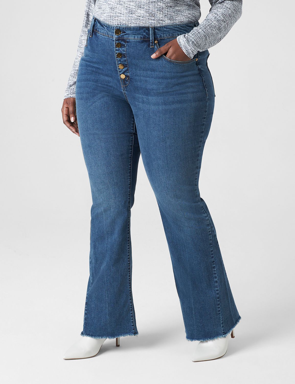 High Waist Raw Hem Flare Jeans – TFC&H Co.