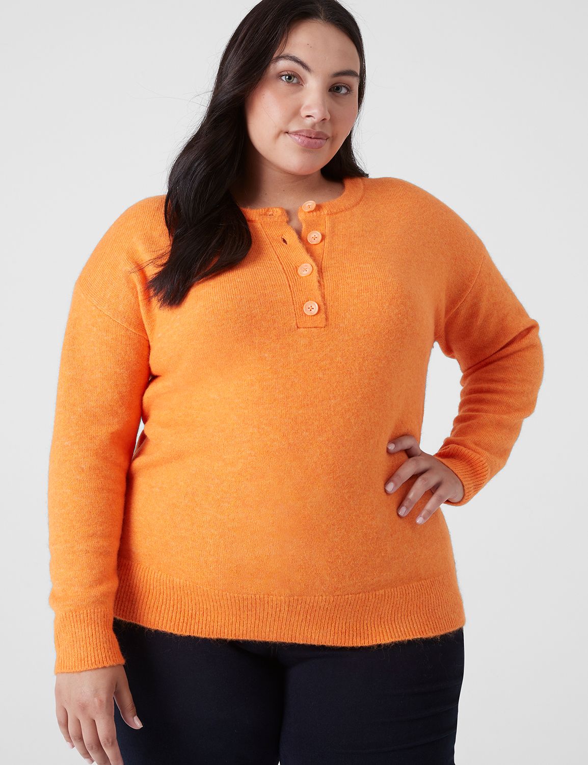 Long-Sleeve Henley Sweater