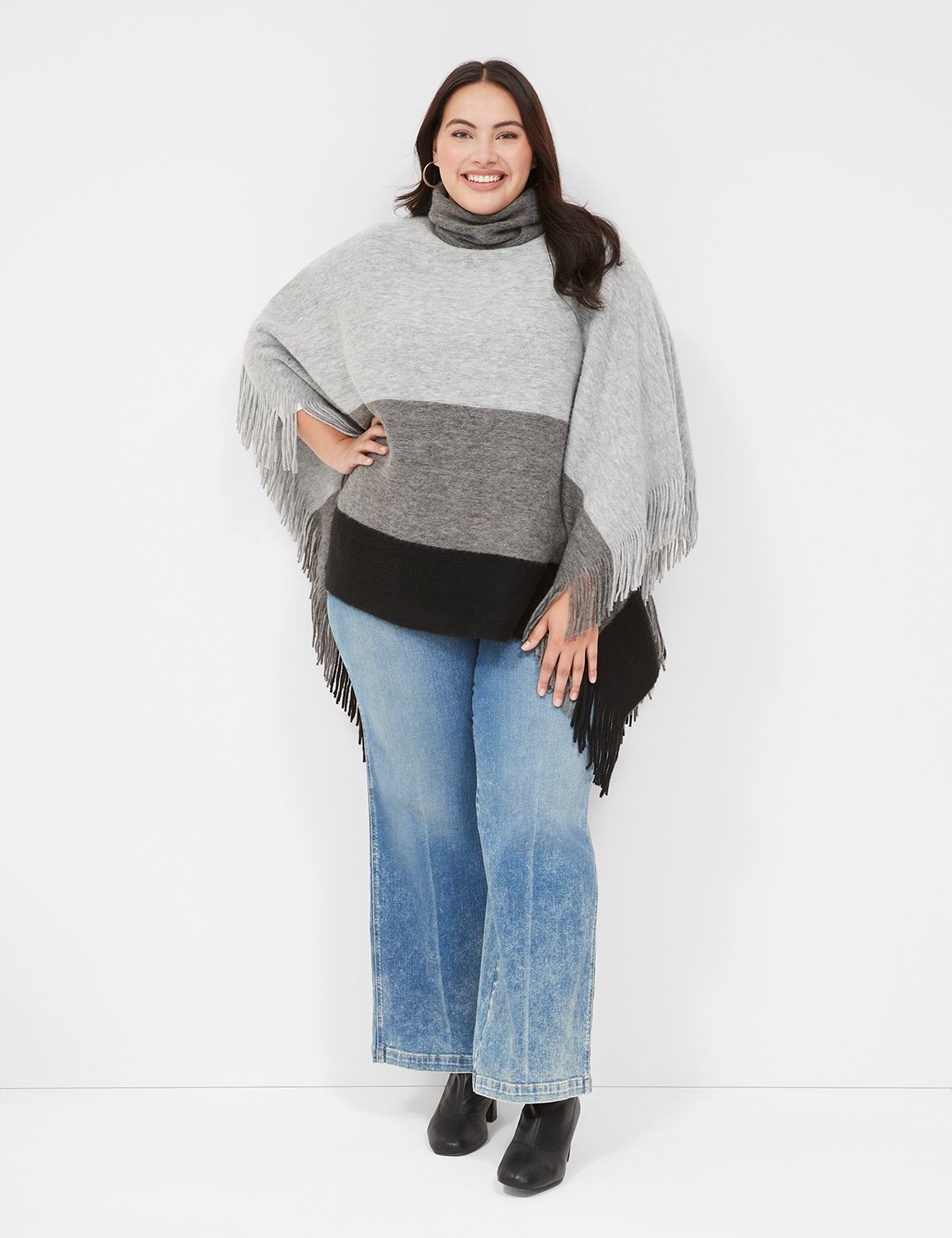 COLORBLOCK FRINGE SLEEVE OVERPIECE | LaneBryant
