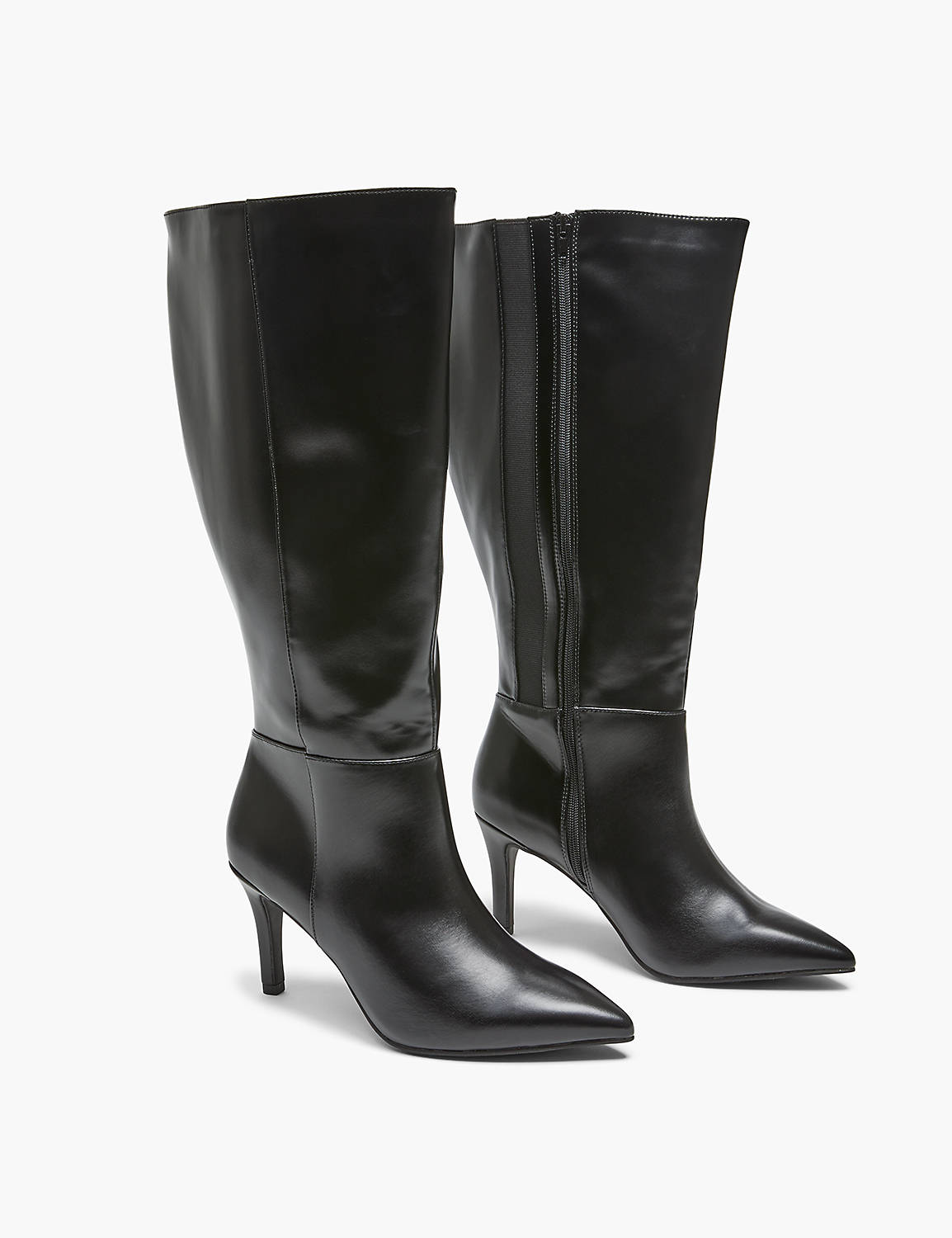 lane bryant dream cloud faux-leather pointed-toe tall boot 12ew black