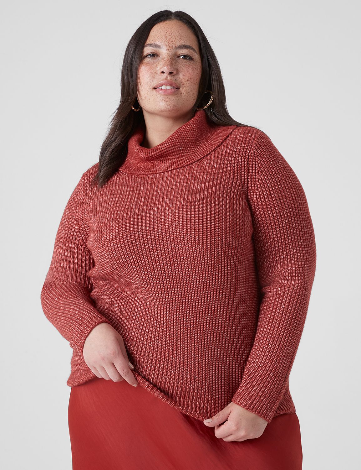 Long-Sleeve Cowlneck Rib Sweater