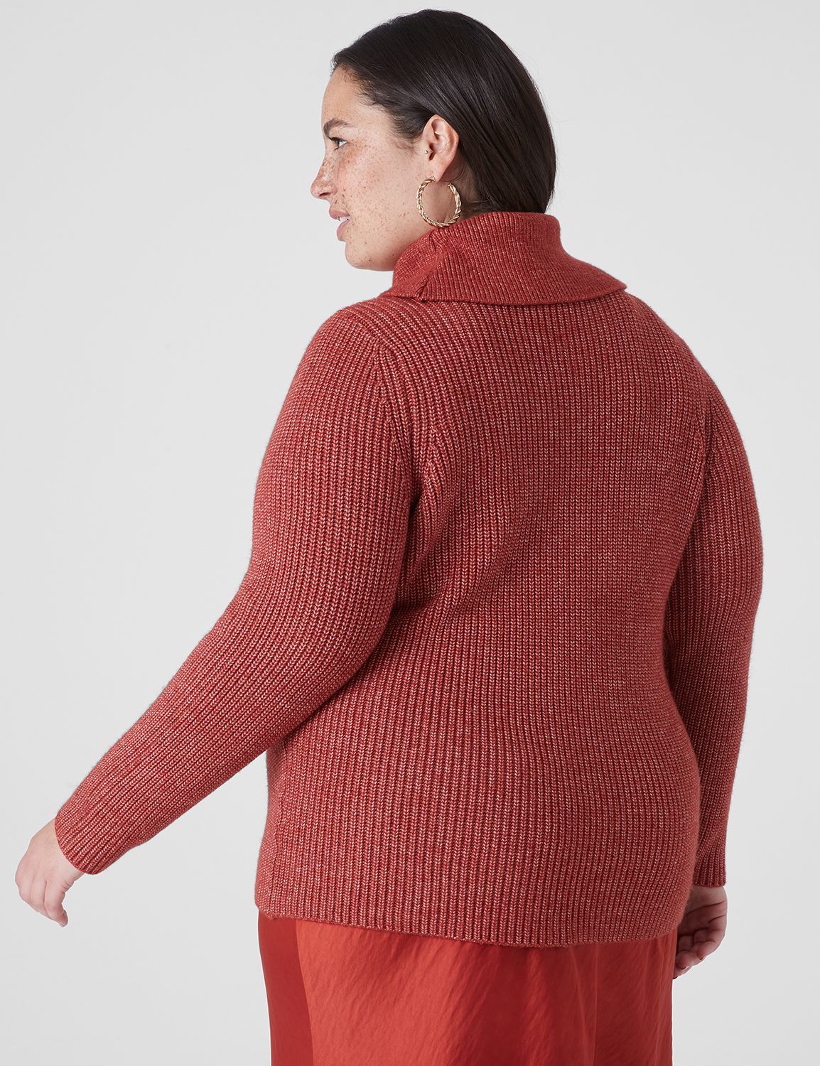 Long-Sleeve Cowlneck Rib Sweater