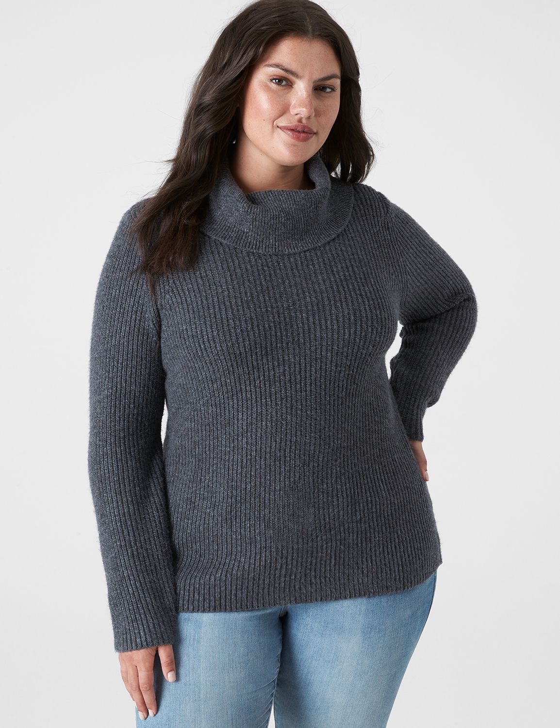 Classic Long Sleeve Cowl Neck Rib S | LaneBryant