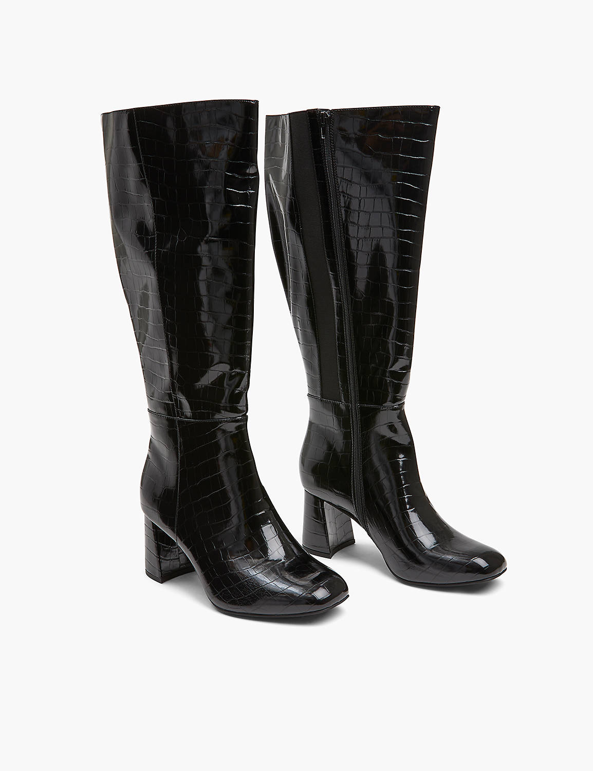 lane bryant dream cloud croco faux-leather heel tall boot 11w black