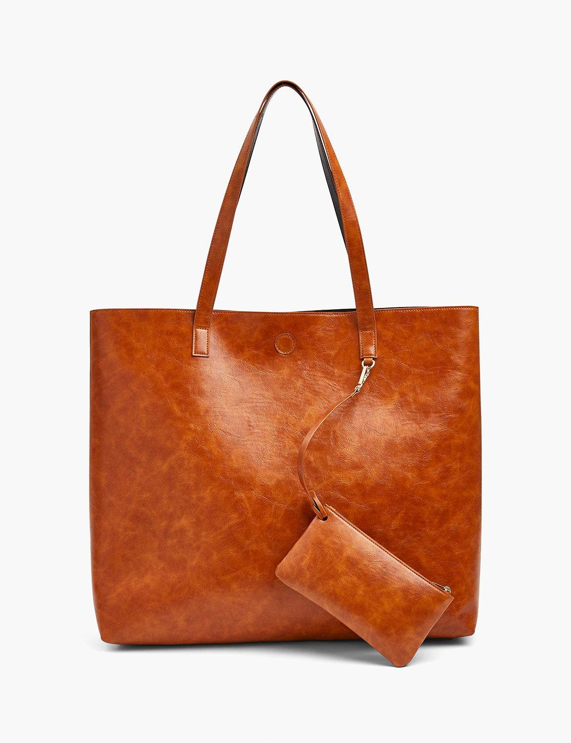 Leather reversible online tote