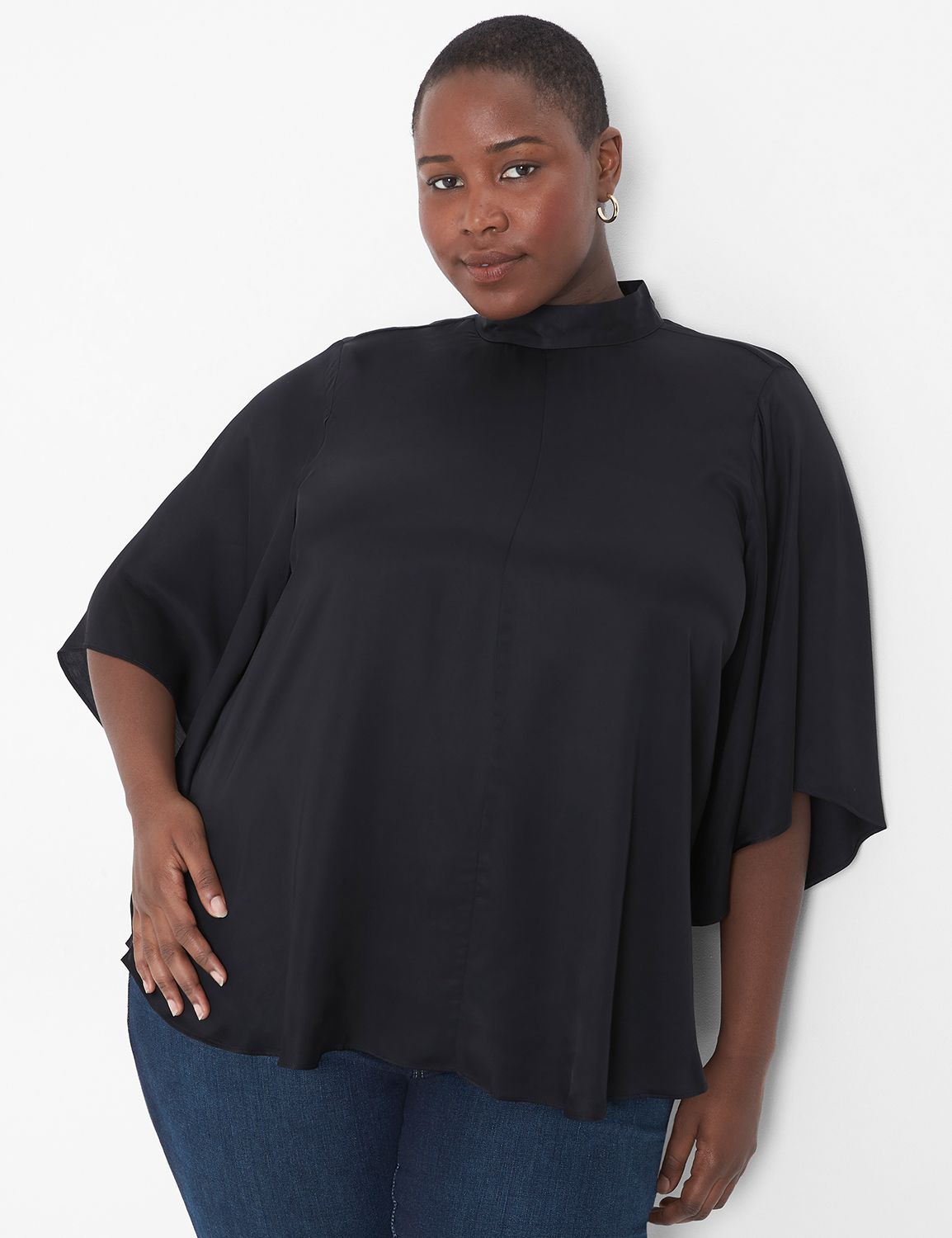 Flutter Sleeve Mock Neck Sweater main image 1