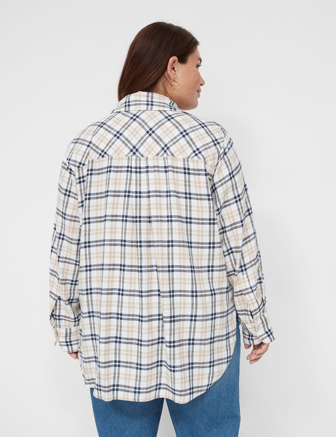 Long-Sleeve Button-Down Plaid Flannel | LaneBryant