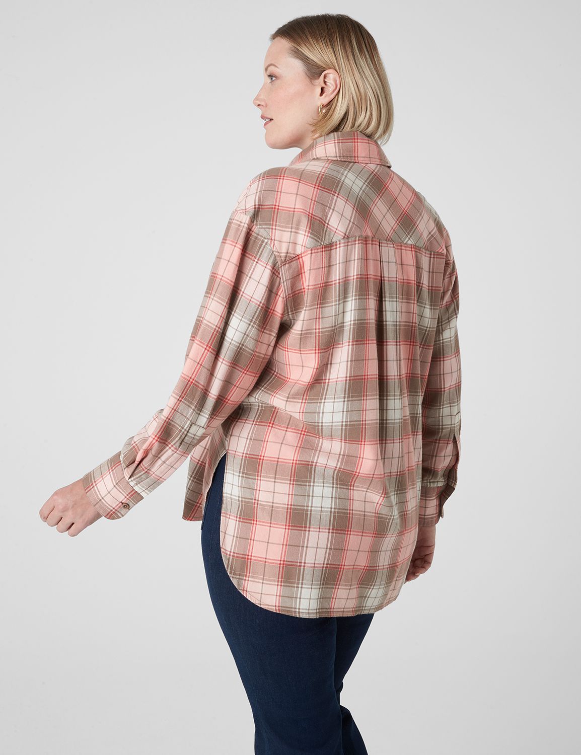 Long-Sleeve Button-Down Plaid Flannel | LaneBryant