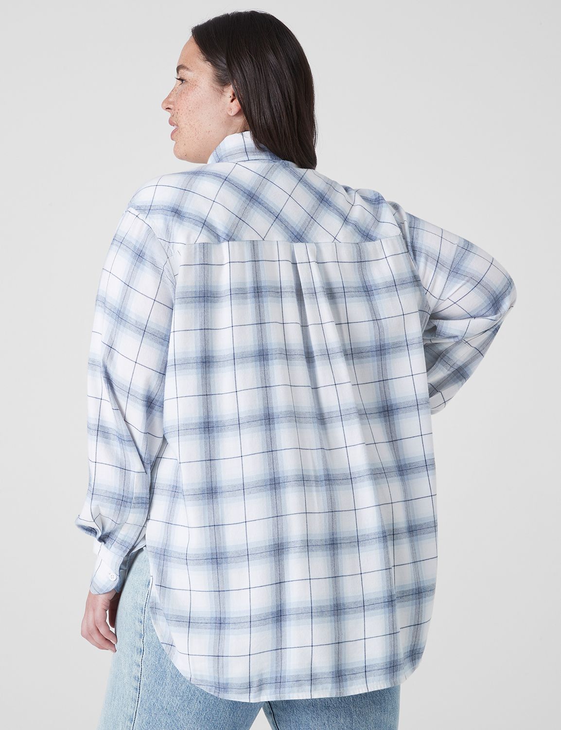 Color Block Plaid & Solid Long Sleeve Button Down Top main image 1