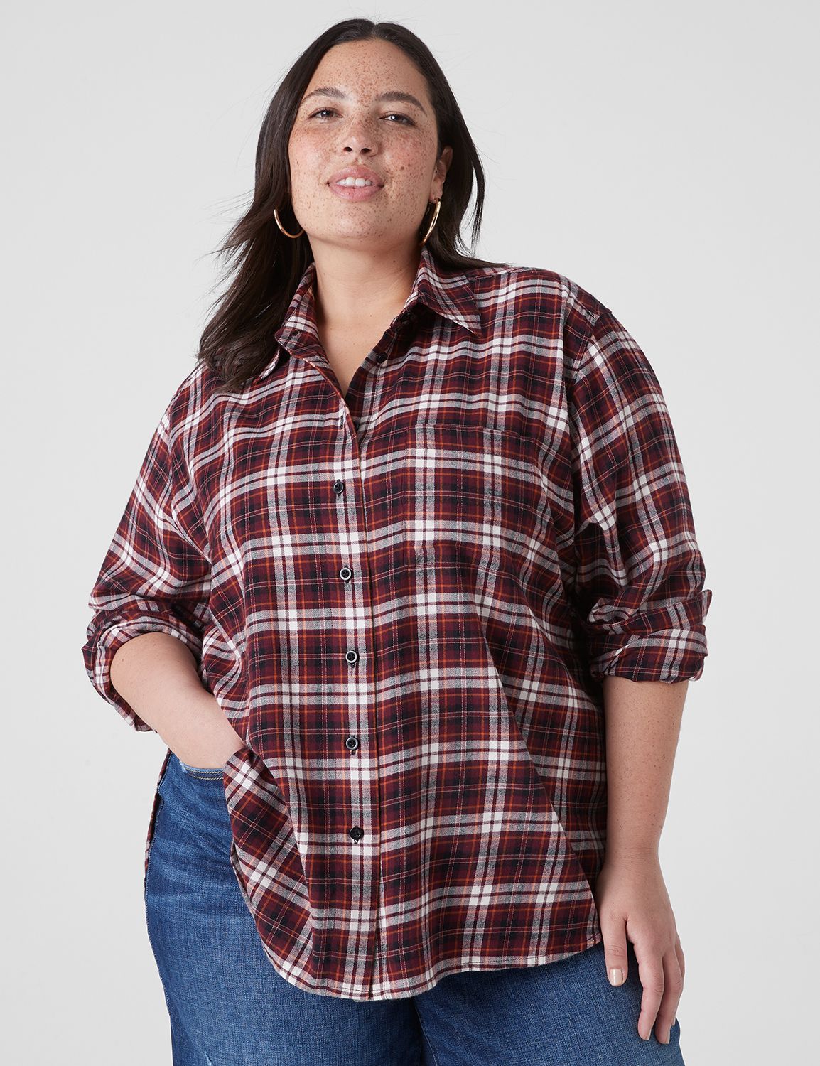 Classic Long Sleeve Button Down Pla Product Image 1