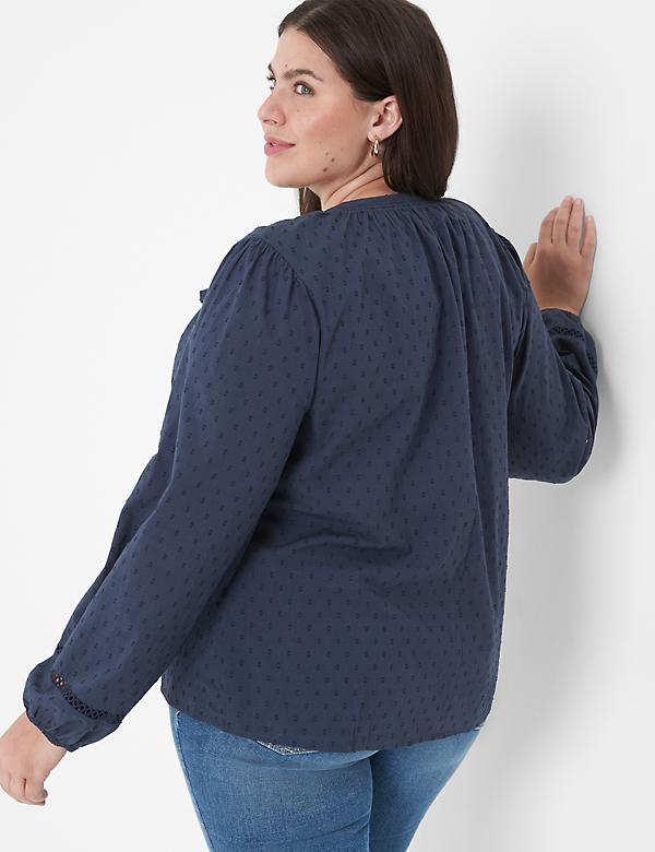 Long-Sleeve Flounce Button-Down Shirt