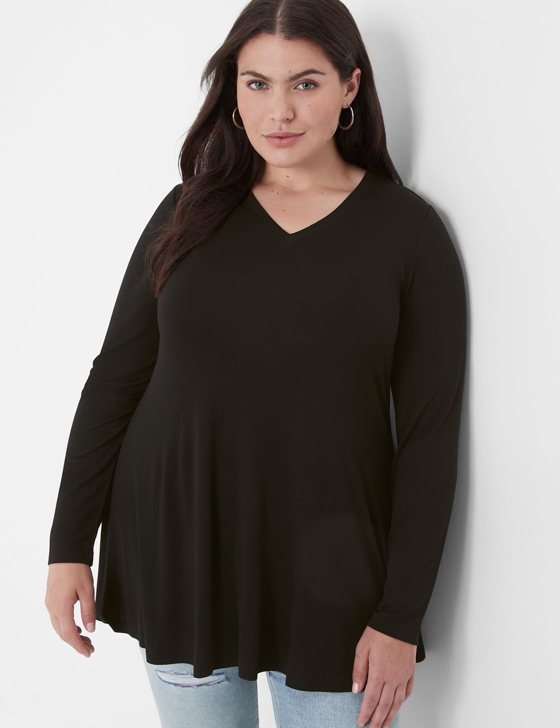 Swing Long Sleeve V Neck Tee 113853 | LaneBryant