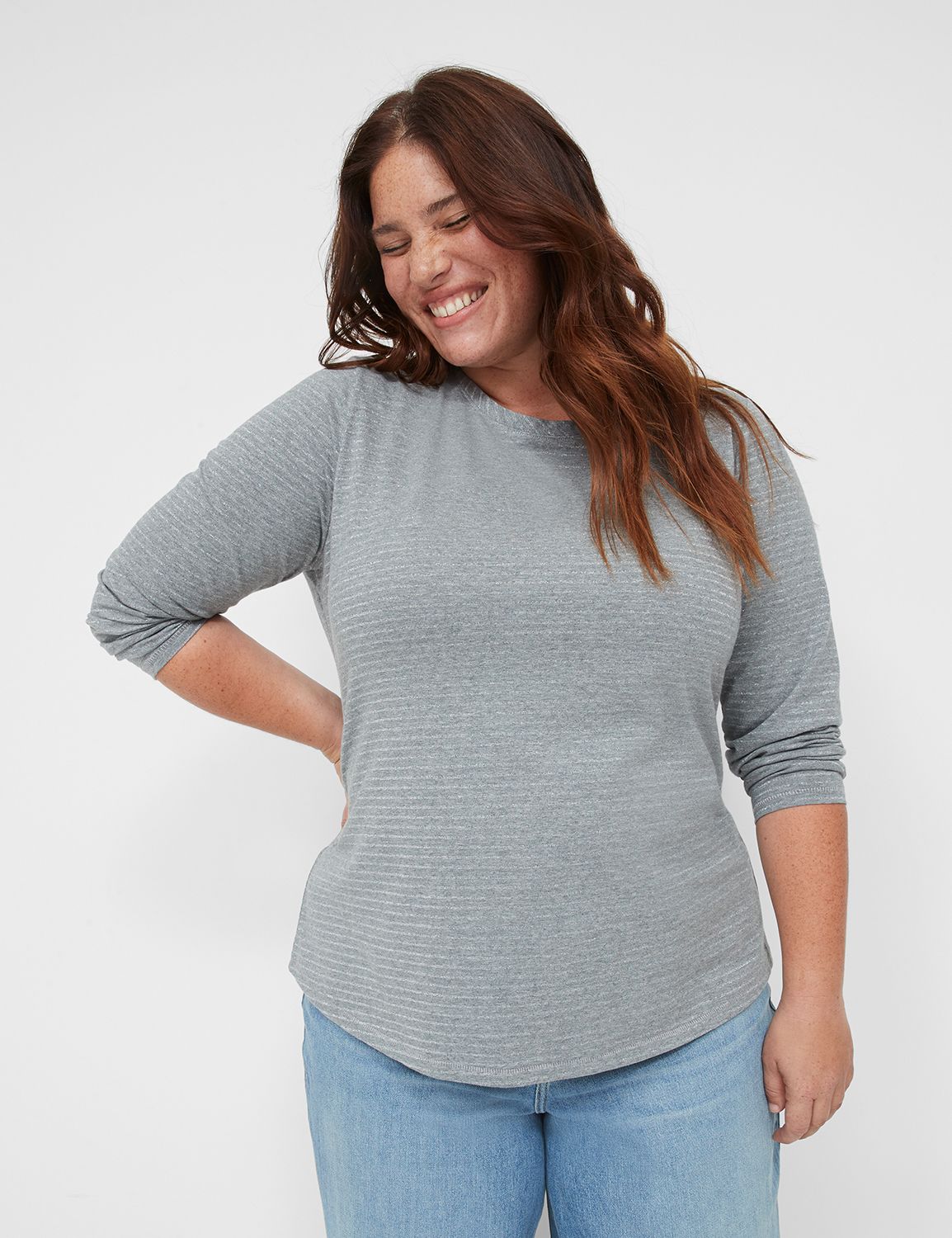 Lurex Long-Sleeve Stripe Tee