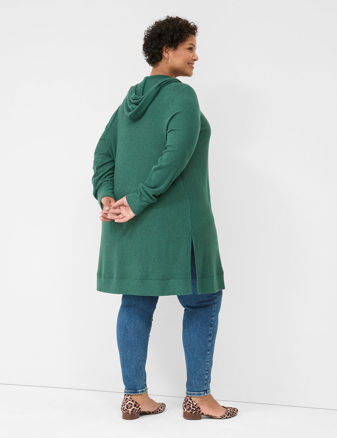 Long Sleeve Rib Hooded Duster LaneBryant