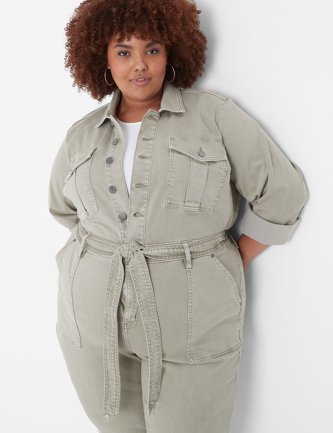 Denim Straight Leg Jumpsuit | LaneBryant