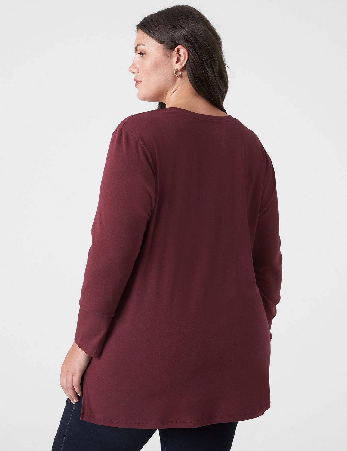 Classic Long Sleeve V Neck Tunic Te Product Image 2