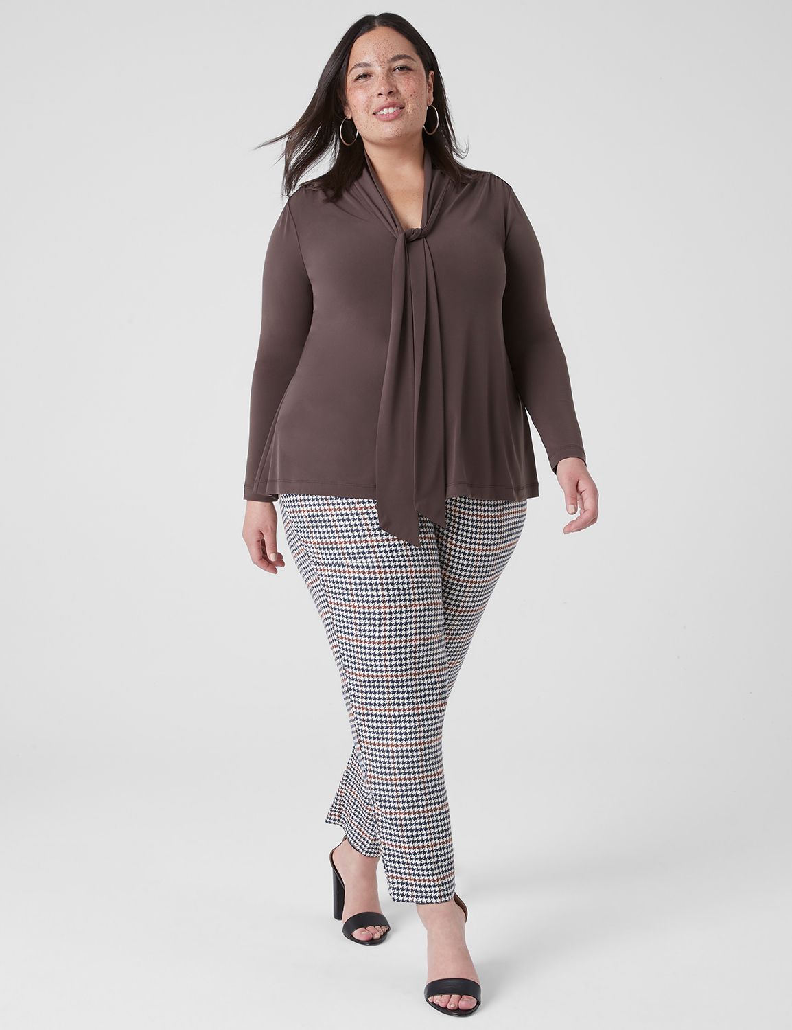 Classic Long Sleeve V Neck With Tie | LaneBryant
