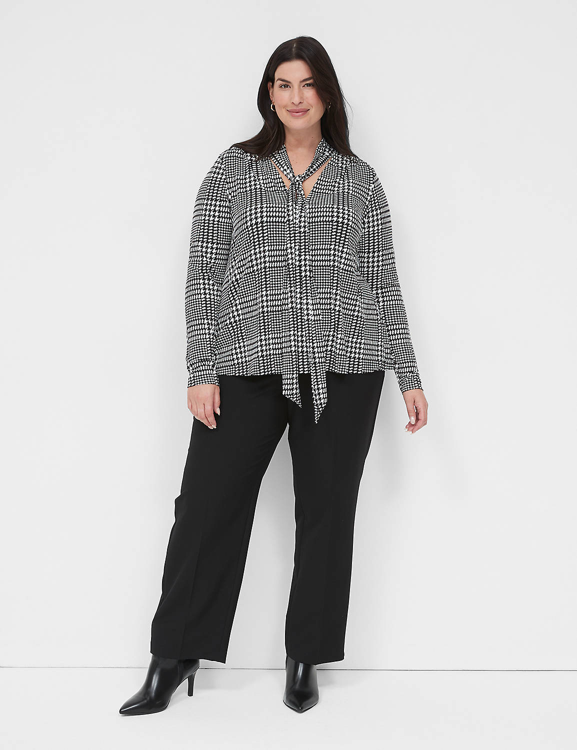 Classic Long Sleeve V Neck With Tie | LaneBryant