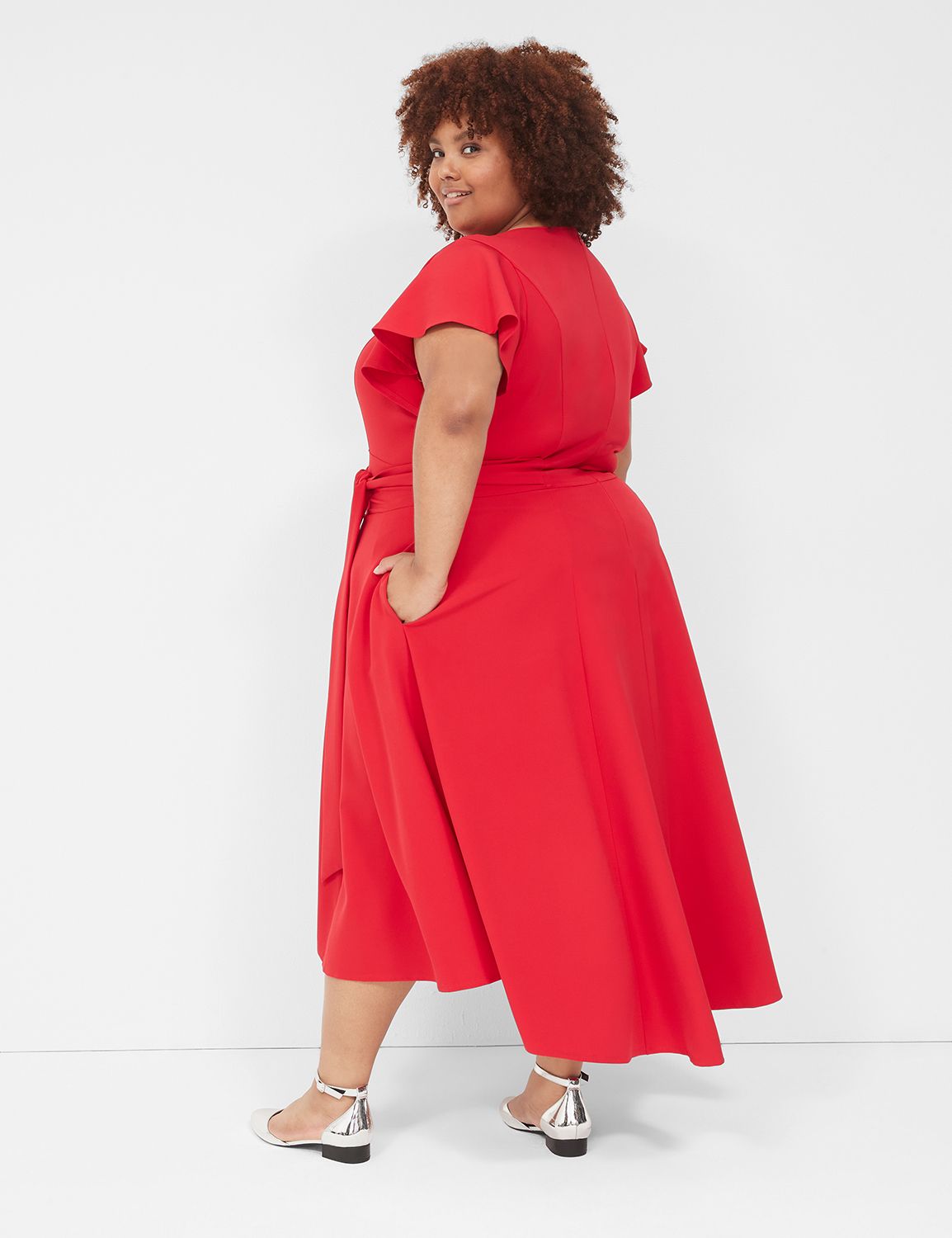 Lena V Neck High Low Midi Dress LaneBryant