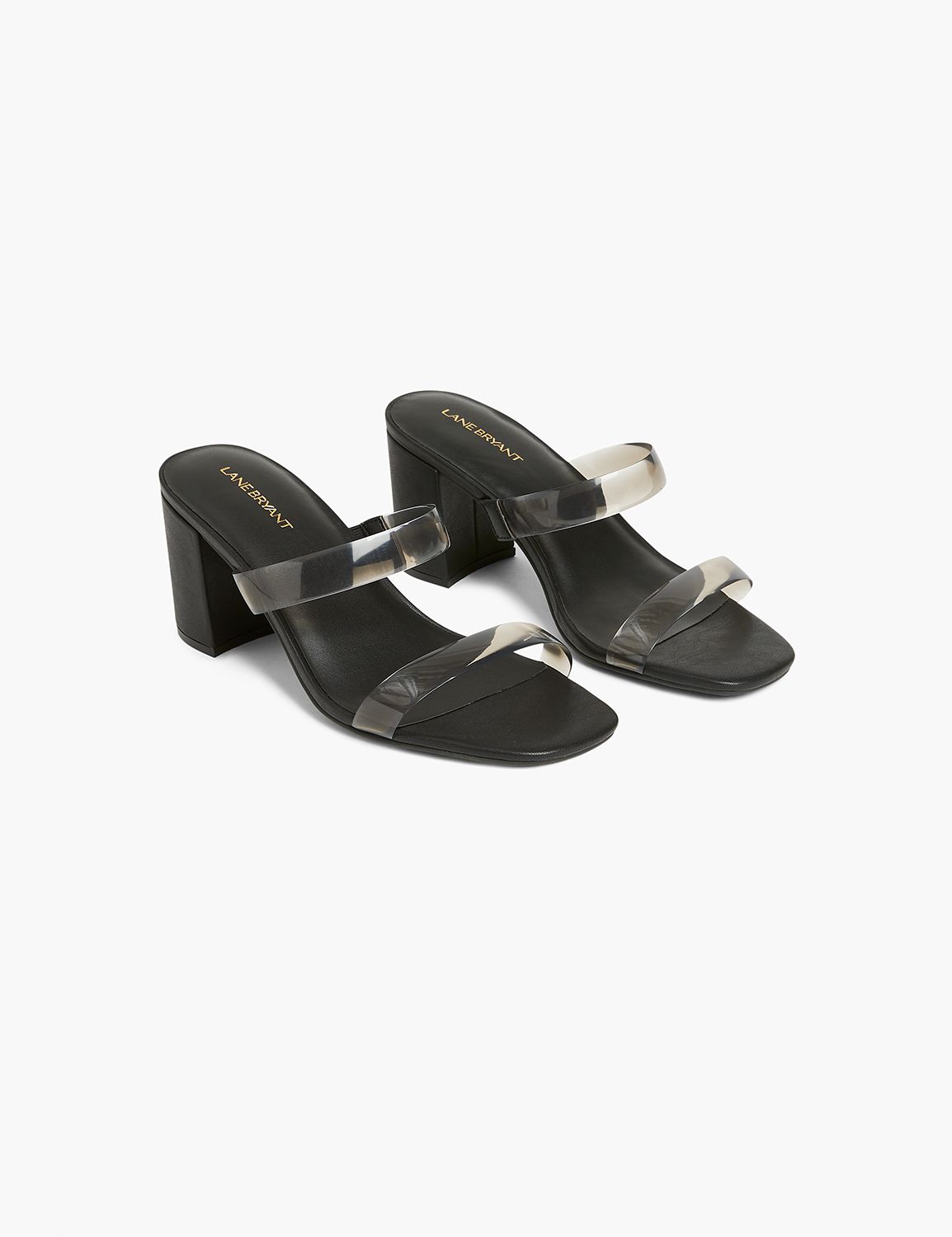 CLEAR DOUBLE BAND LOW BLOCK HEEL LaneBryant