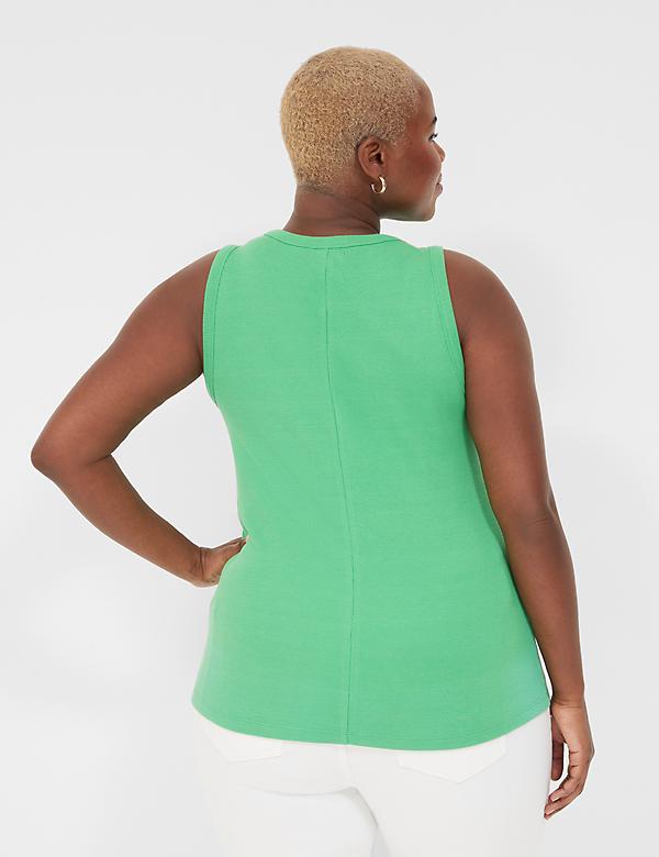 Fitted High-Neck Ribbed Tank