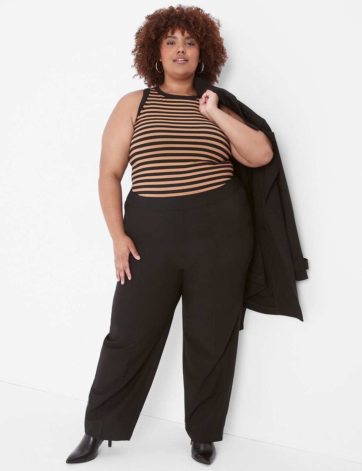 Plus Size High Rise Straight Leg Trouser Pants