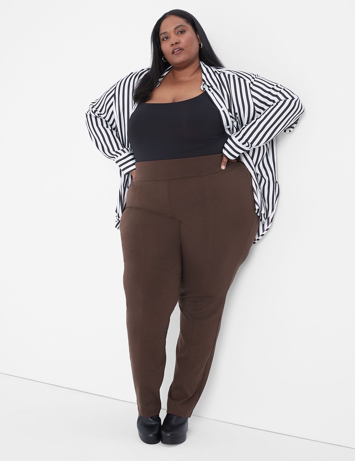 Plus Size Solid Ponte Dress Pants