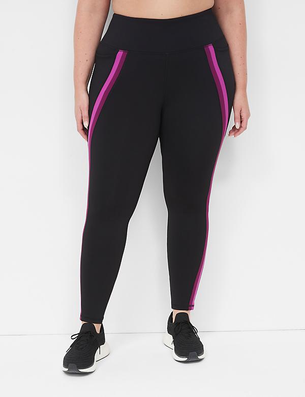 High Waisted Plus Size Gym Tights Black with Teal Shapes Accents
