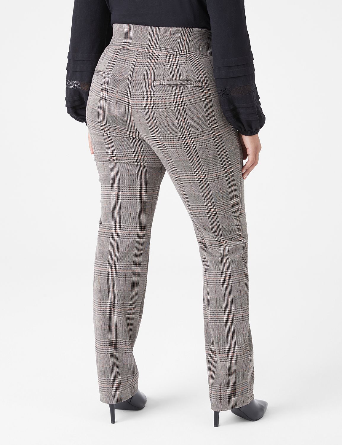 Women's Ponte Straight-Leg Pants | XL, Grey Houndstooth