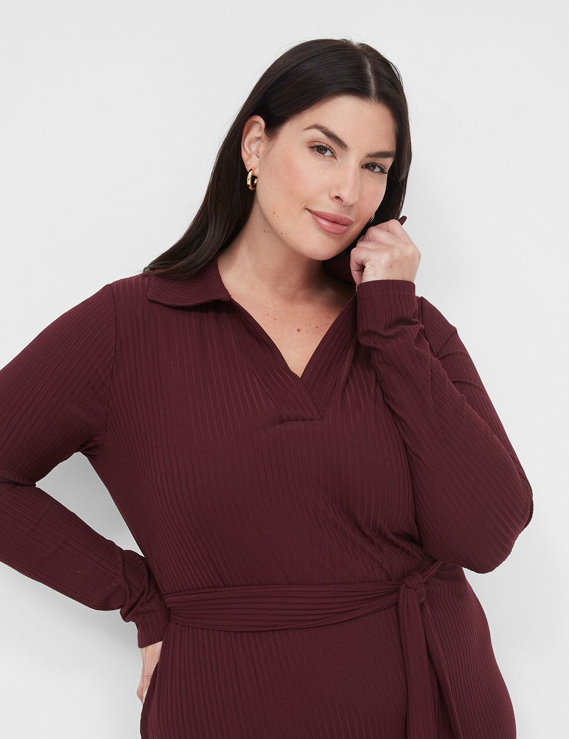 puff sleeve black dress midi DKNY Women's Rib Henley Midi Dress With Puff Sleeves in Black