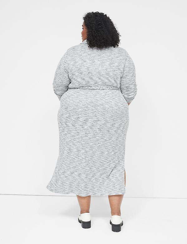 Long-Sleeve Polo Midi Sweater Dress