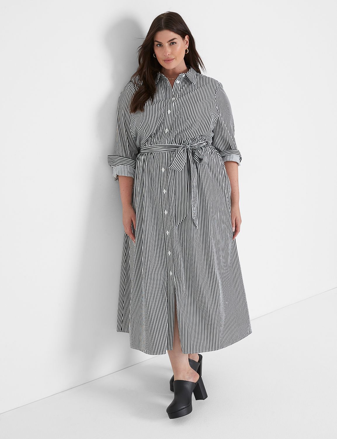 Plus size cheap striped shirt dress