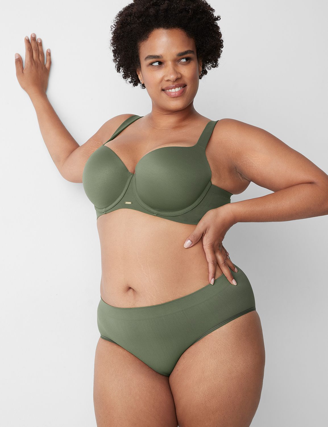 Seamless Bra & Thong/Briefs Set - Olive – Lounge Underwear