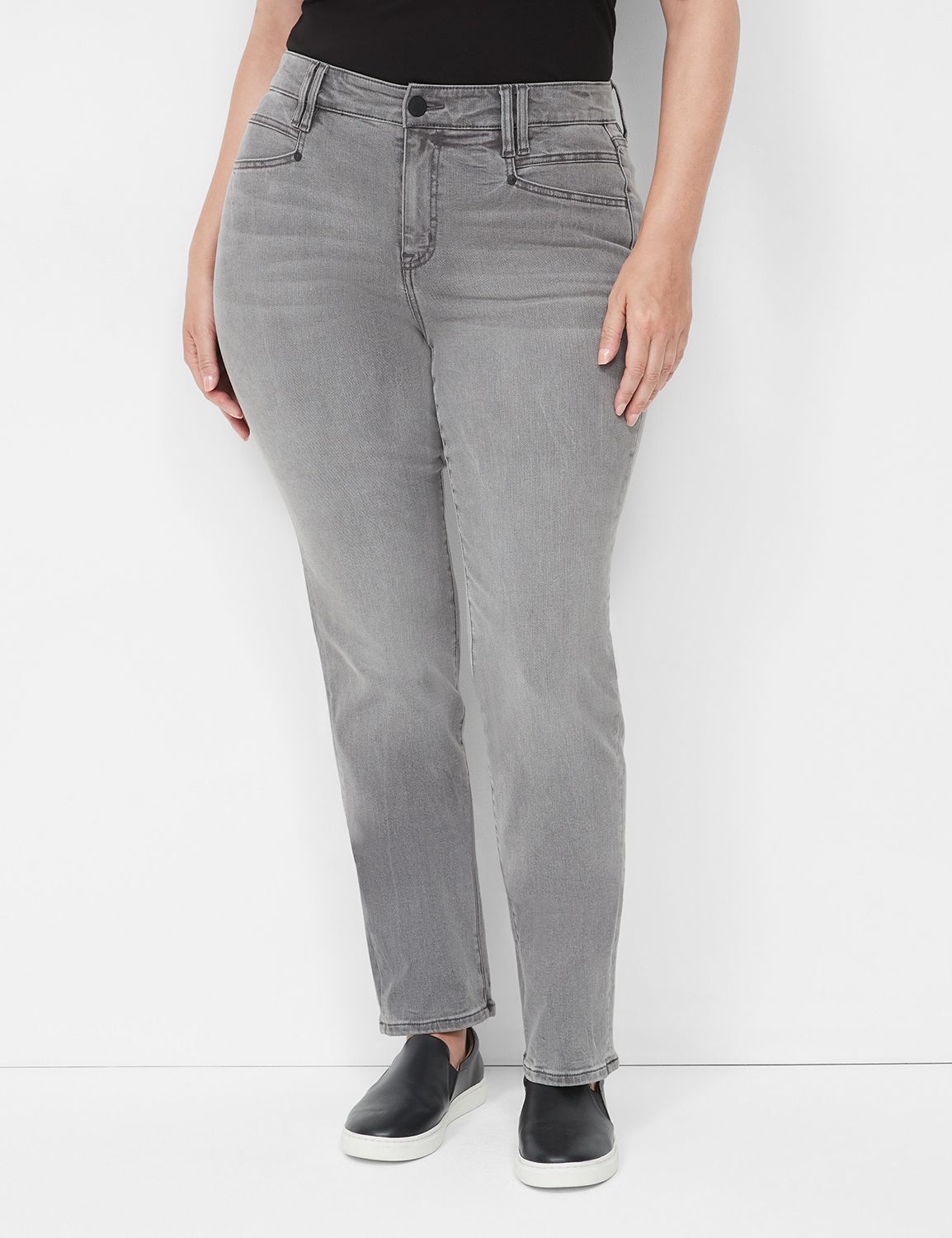 MID RISE SIGNATURE STRAIGHT - GREY