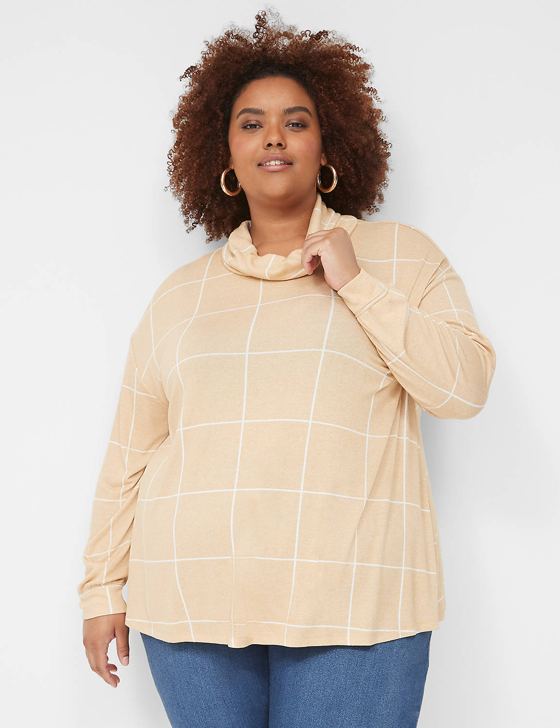 Relaxed Long Sleeve Funnel Neck Swe Product Image 1