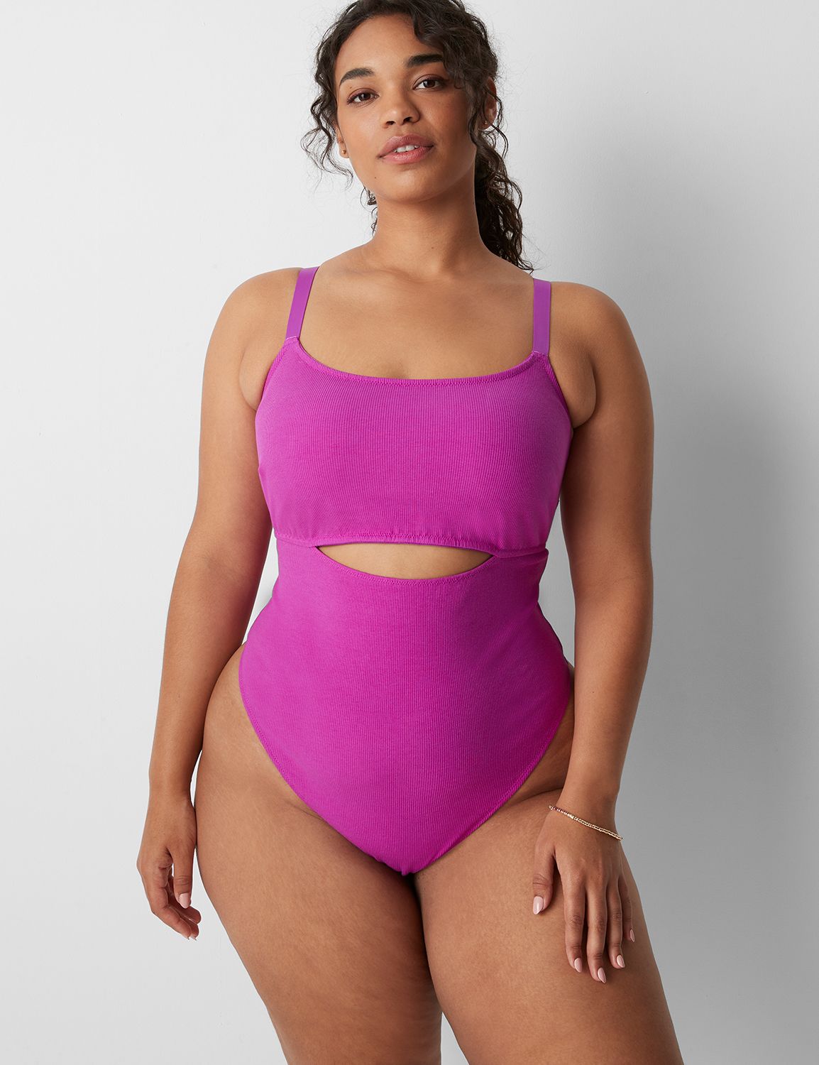 Petite Scoop-Neck Thong Bodysuit